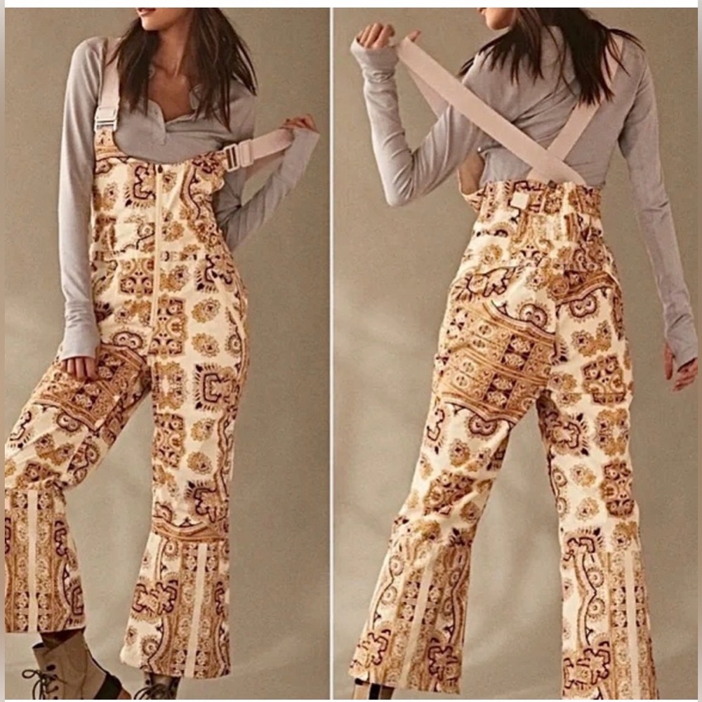 NWT Free People Movement Alpine Glow Printed Ski / Snow Bib Overalls (Size M)